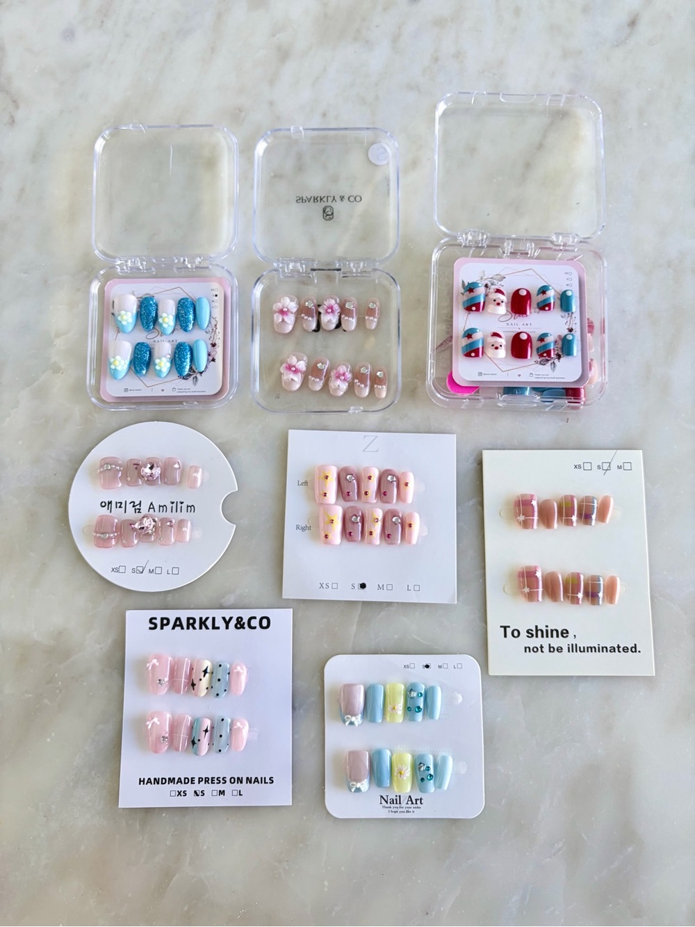 Lot of 9 SMALL press-on nails